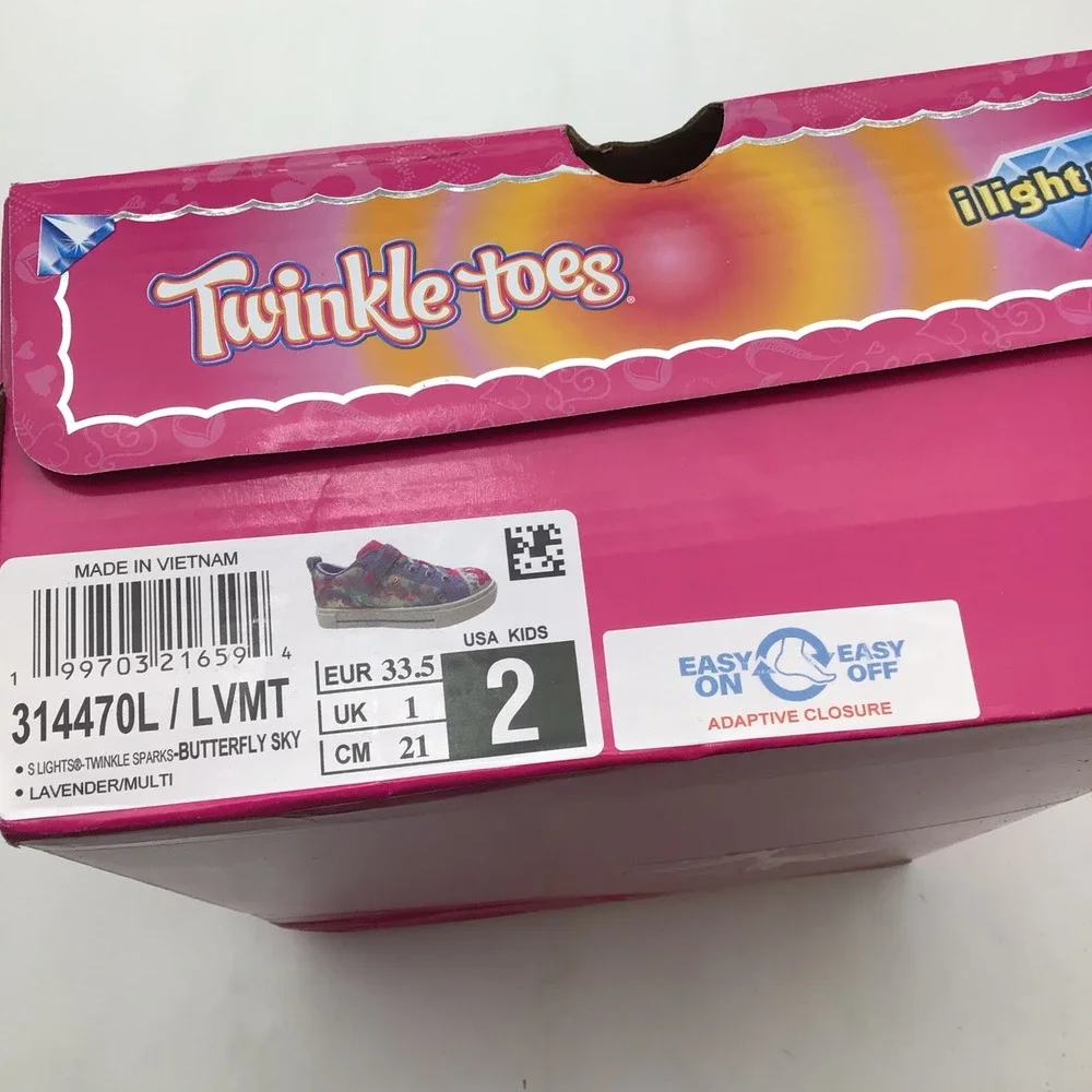 Skechers Twinkle Toes S Lights Butterfly Sky Lavender Kids Shoes Size 2 NEW
